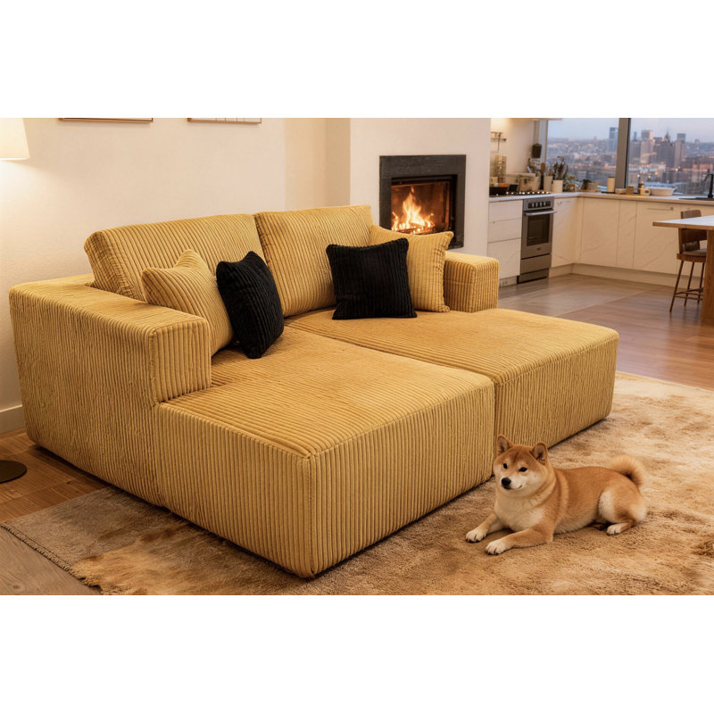Froshtonvale Boneless Double Chaises Loveseat, Ginger