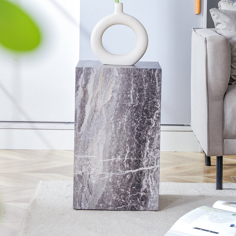 Rectangular Wooden Side Table, Excellent for Small Spaces, Gray, 19.69" H x 11.81" W x 11.81" D