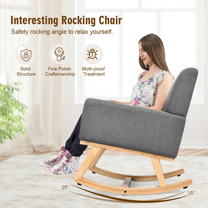 Nolea Upholstered Rocking Chair, Grey