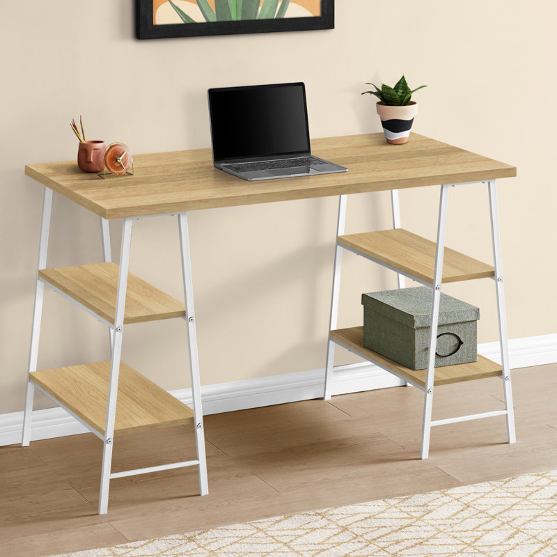 Bureau d'ordinateur, Naturel / Blanc