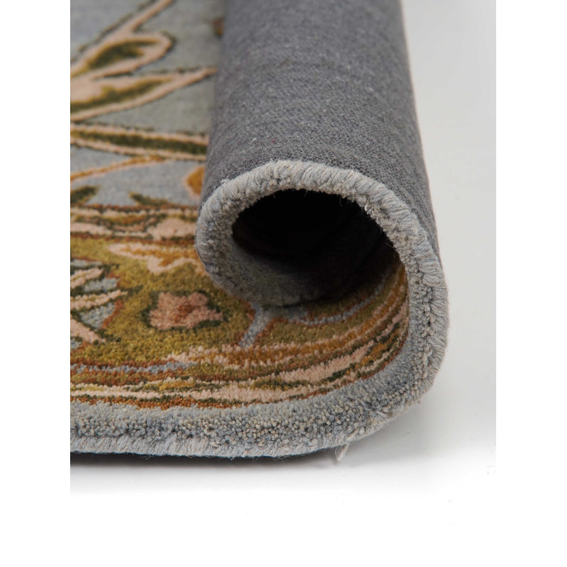 Tapis écologiques en laine touffetée à la main Lisi - rond, bleu-vert, design oriental, tapis antidérapants faits à la main et épais pour salon, chambre à coucher