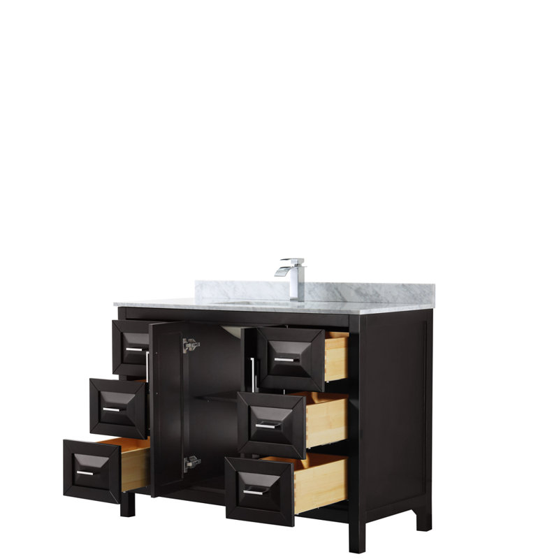Daria 48'' W Single Vanity, Dark Espresso, White Cultured Marble, Polished Chrome