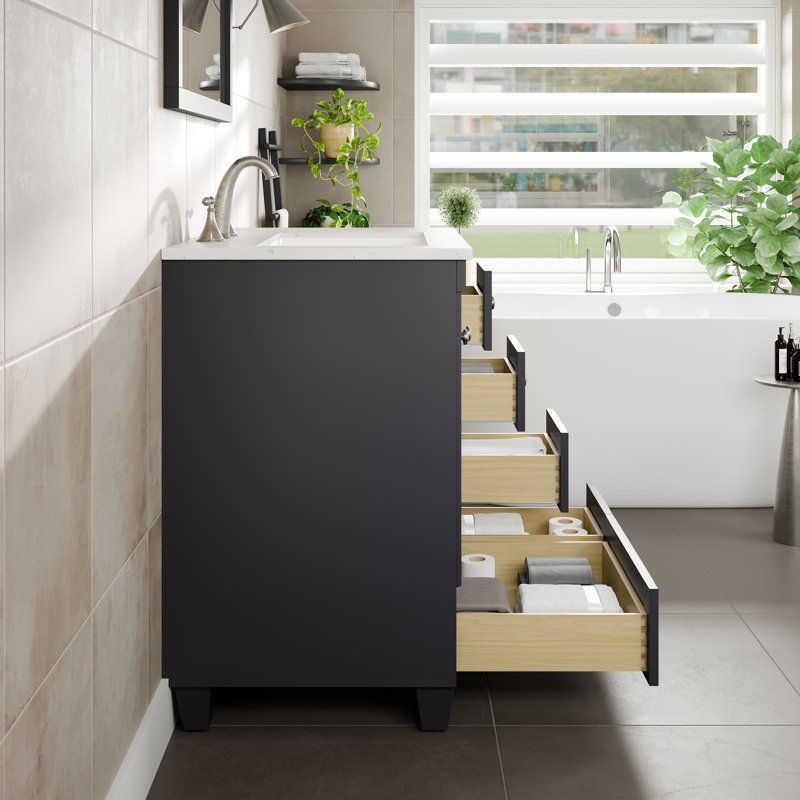 Ensemble de meuble-lavabo simple 30 po Yena, Gris foncé