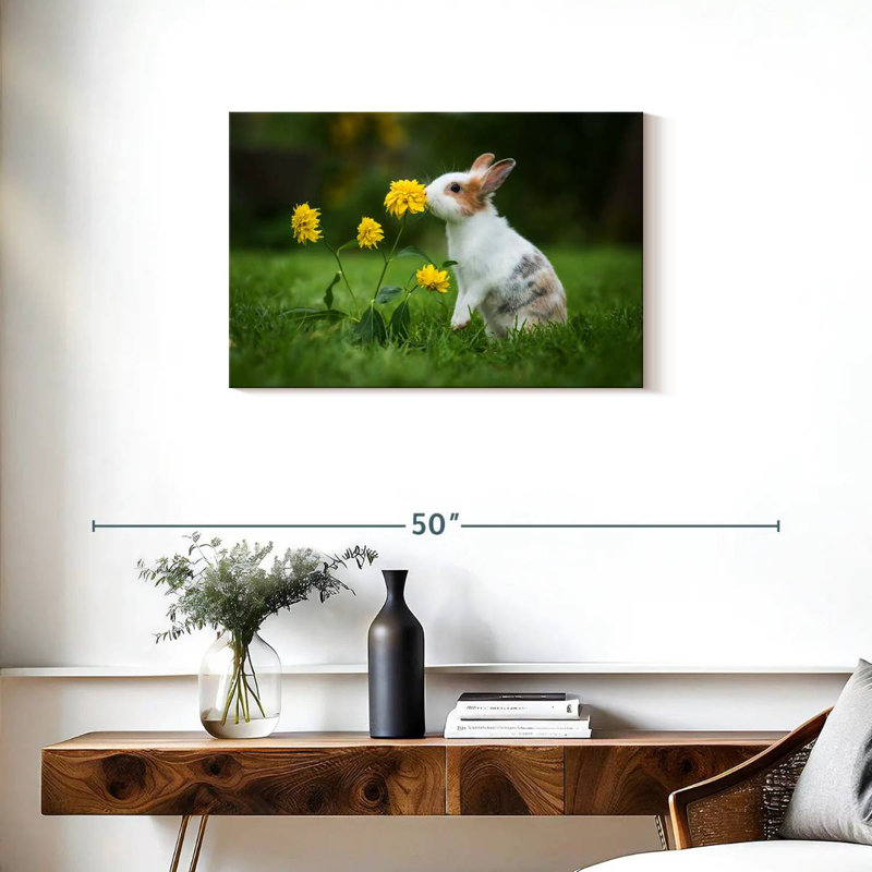 Brampt Bunny And Flowers, 20" H x 30" W