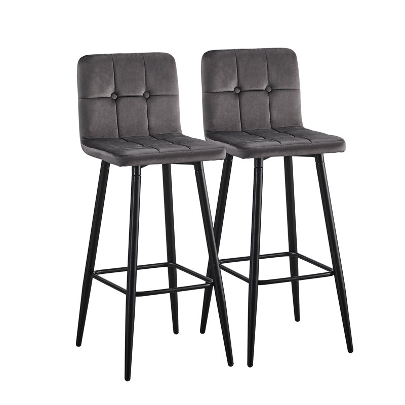 Adoniyah Upholstered Counter Stool with Metal Frame, Grey