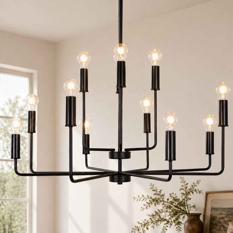 12-Light 39.3'' Dimmable Modern Industrial Chandelier