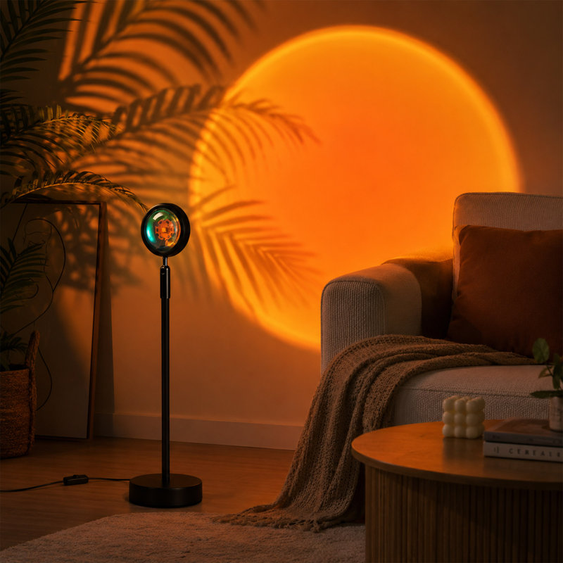 Sunset Projection Floor Lamp with Rotating LED Light