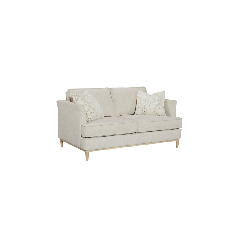 Haley Upholstered Loveseat with Pillows, Sand