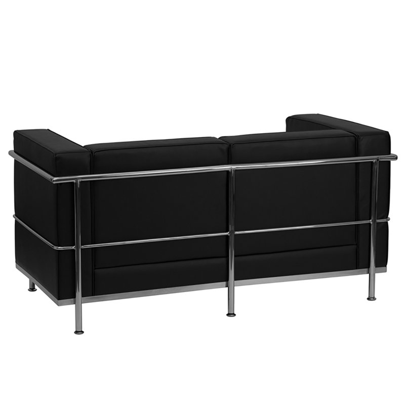 Causeuse à accoudoirs carrés 52" Janes, Similicuir noir