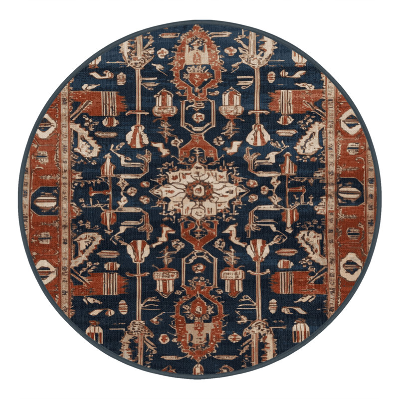 Tapis brun lavable à la machine, Rond 5 pi