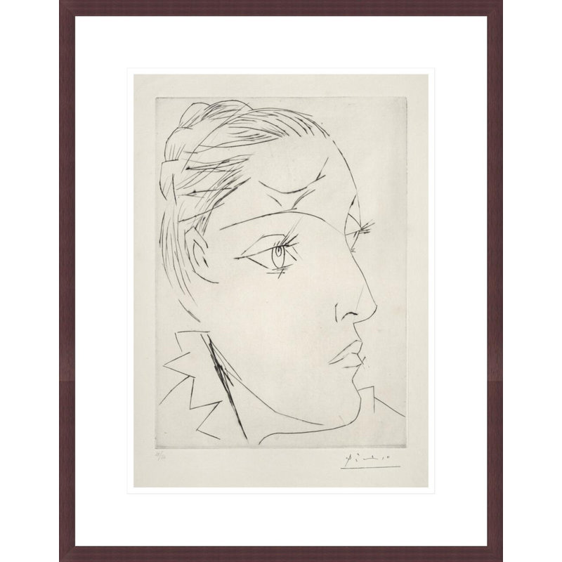 Portrait de Dora Maar dans un chignon par Pablo Picasso, impression giclée encadrée, H 21,75 po x l 17,17 po
