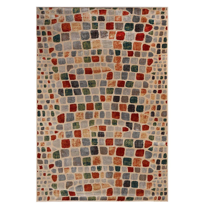 Reanna 100% Polypropylene Contemporary Geometric Cobblestone Indoor Area Rug, Rectangle 5' x 8'