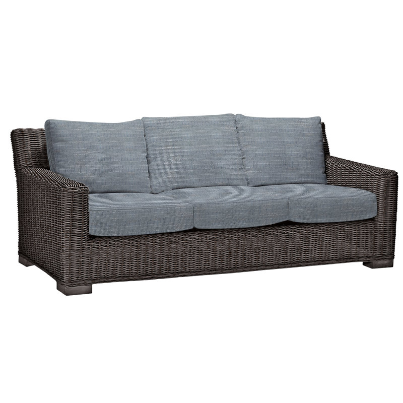 Canapé rustique tissé - Noyer noir, InsideOut® Rollo ‑ lin Chambray, Pas de soudure, Noir noyer