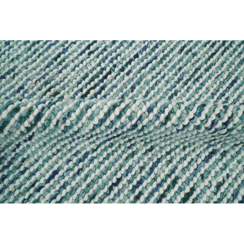 Tapis vert / ivoire en laine / coton tissé à la main Conde, Rectangle de 5 pi x 8 pi