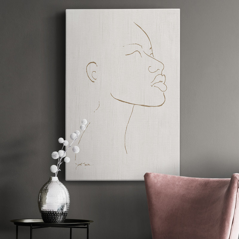 Portrait croquis I, toile tendue avec châssis de qualité supérieure - prête à être accrochée, L 40 po x H 60 po