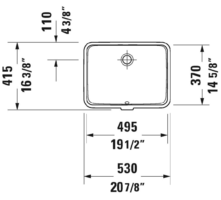 Me By Starck White Ceramic Rectangular Undermount Bathroom Sink with Overflow
