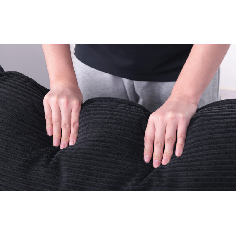 6 - Piece U Shape Sectional Sofa Cloud Couch With Removable Ottomans, Black Corduroy