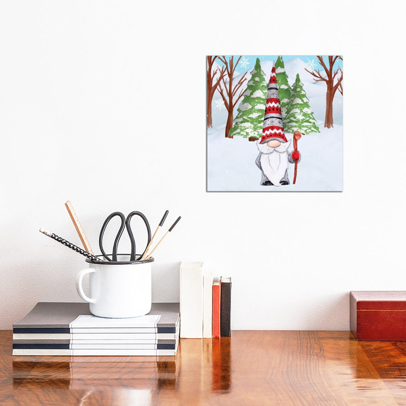 Fun Hat Gnoming Around I by Hugo Edwins - Wrapped Canvas Print, 30.48 cm H x 30.48 cm W