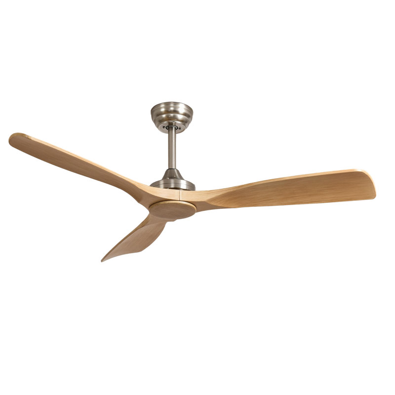 Ventilateur de plafond 52 po intérieur / extérieur argenté et naturel pour patio avec télécommande et minuterie de moteur réversible à 6 vitesses