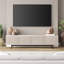 Meuble télé 75 po pour téléviseur de 85 po ou moins avec portes cannelées, rangement et gestion des câbles - Console média moderne en aulne pour salon Mid-Century | Whitman-998068566-948202705