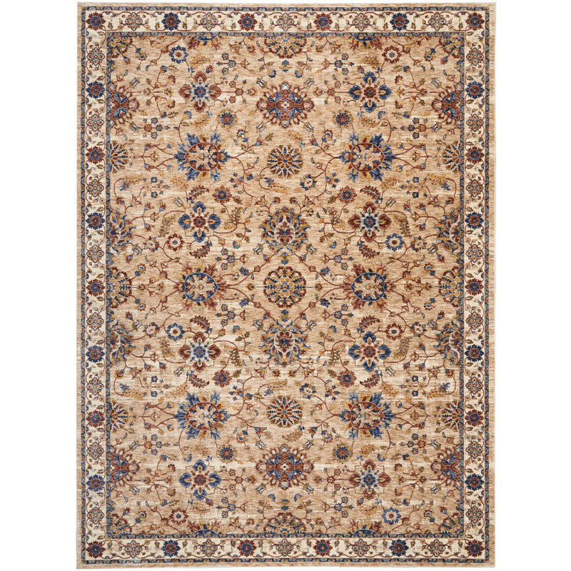 Tapis brun en polyester tissé à la machine, Rectangle 9 pi 10 po x 13 pi 2 po