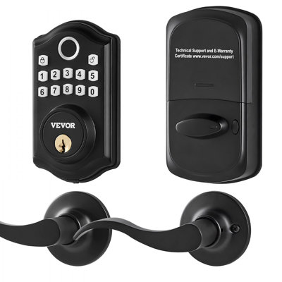 Serrure de porte à empreinte digitale avec 2 poignées de niveau, serrure de porte d'entrée sans clé avec empreinte digitale / code de clavier / clé, verrouillage automatique, pêne dormant à clavier électronique avec 300 utilisateurs, mot de passe 
