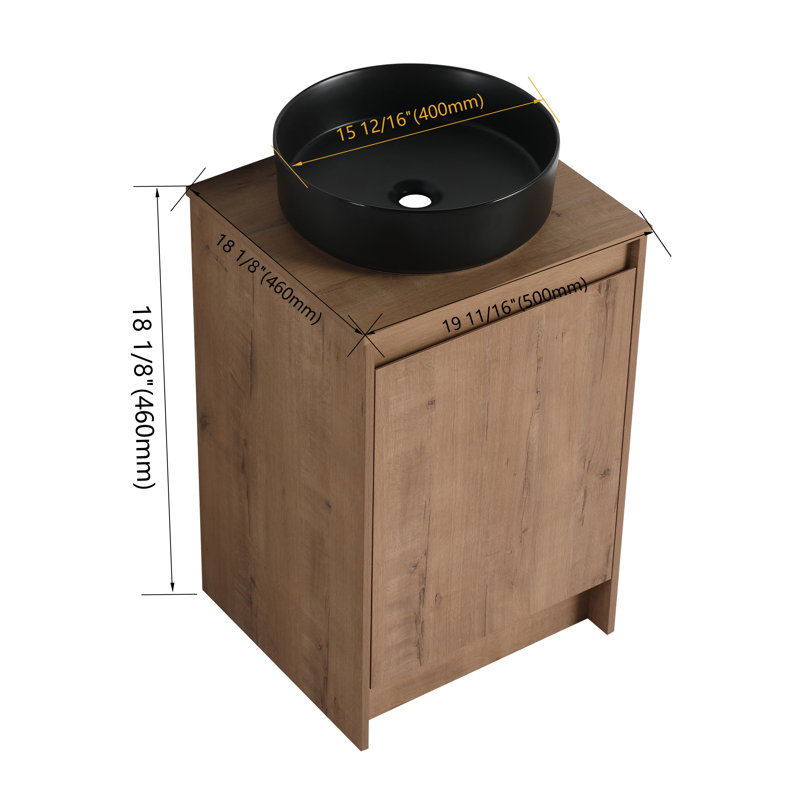 Ensemble de meuble-lavabo simple autoportant 20 "avec lavabo en céramique, Noir
