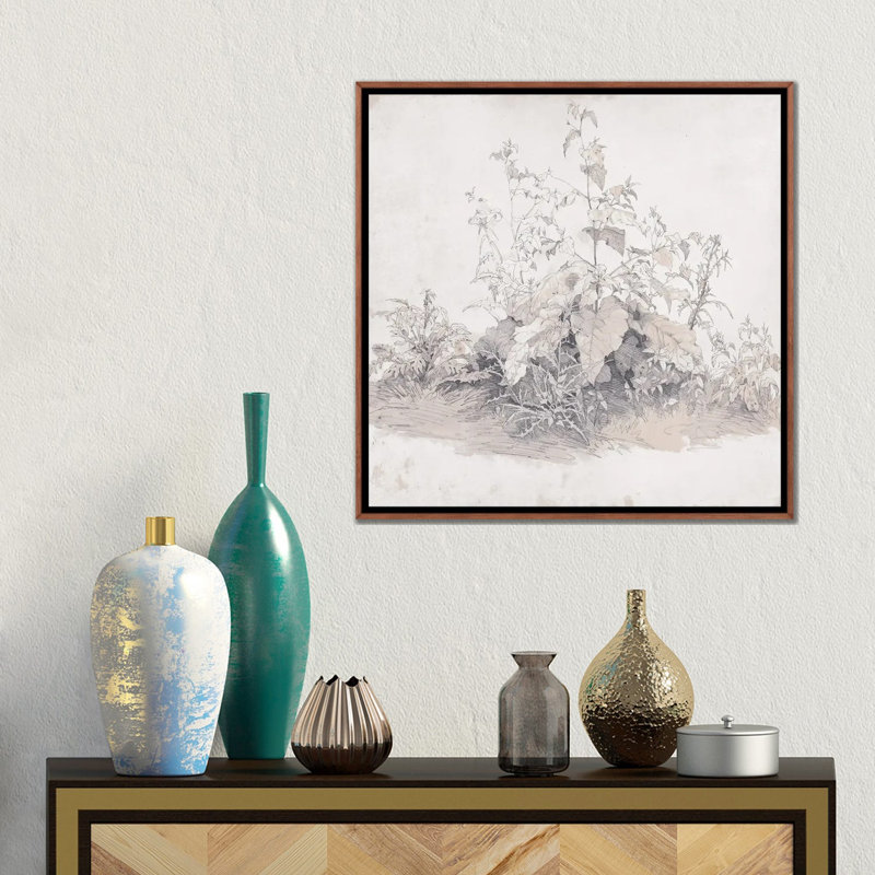 Line And Leaf 1 Piece Wall Art on Canvas, 45.72 cm H x 45.72 cm W x 4.445 cm D, Classic Wood