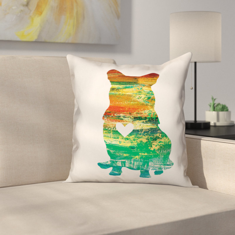  Housse et insert de coussin Silhouette Silhouette, 18 po x 18 po, Vert / orange / jaune