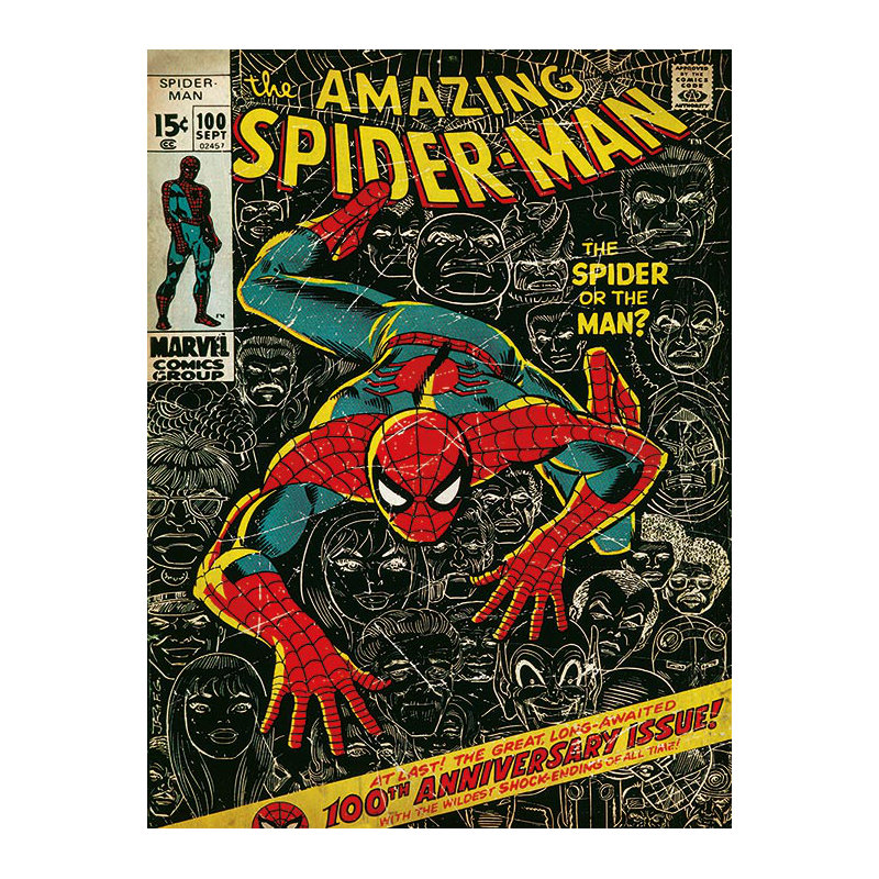 Spider-Man 100th Anniversary Vintage Advertisement on Canvas, 50cm H x 40cm W