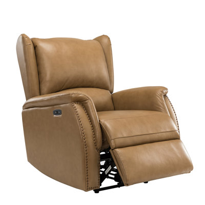 Domingo 33.75'' Wide Genuine Leather Power Wing Chair Recliner
