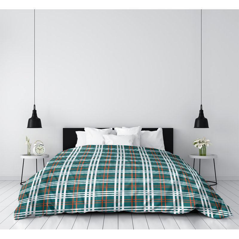 Housse de couette simple Miami throwback Luxury, Housse de couette pour très grand lit, Turquoise / orange / blanc