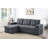 Toby 95" Woven Fabric Reversible Sleeper Sectionals Sofa with Storage Chaise Cup Holder Charging Ports and Pockets