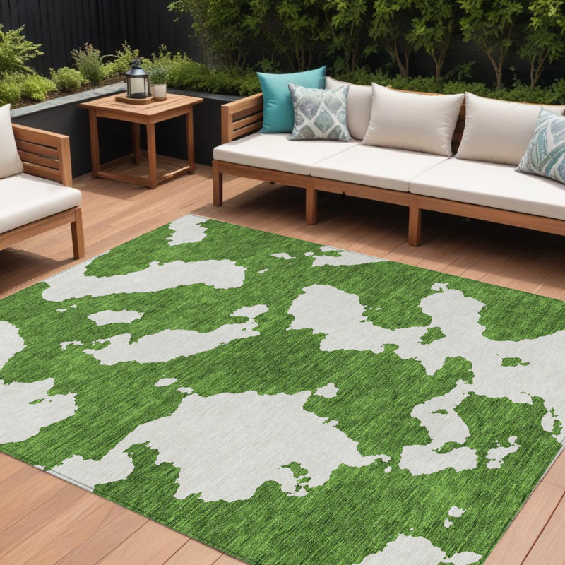 Tapis intérieur lavable abstrait vert 9 pi x 12 pi