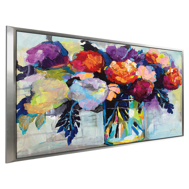 Anniversaire - peinture, Cadre flottant argent, H 27,5 po x l 43,5 po x P 2 po