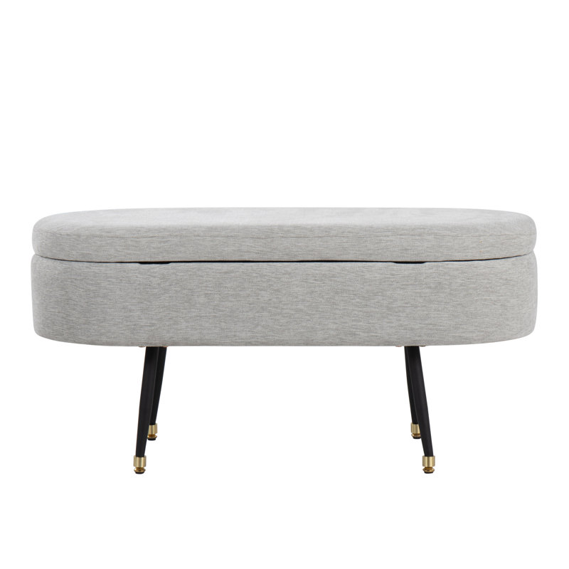 Banc de rangement contemporain en métal noir et gris clair avec détails en métal doré Harvey