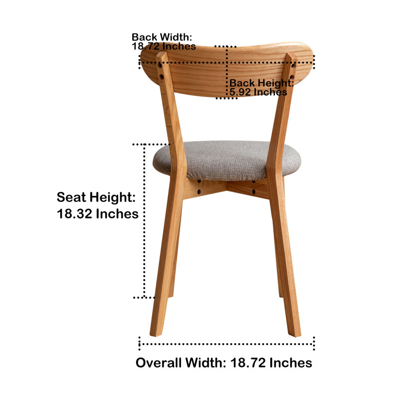 Chaise de salle à manger rembourrée avec pieds en chêne, Gris, Bois naturel