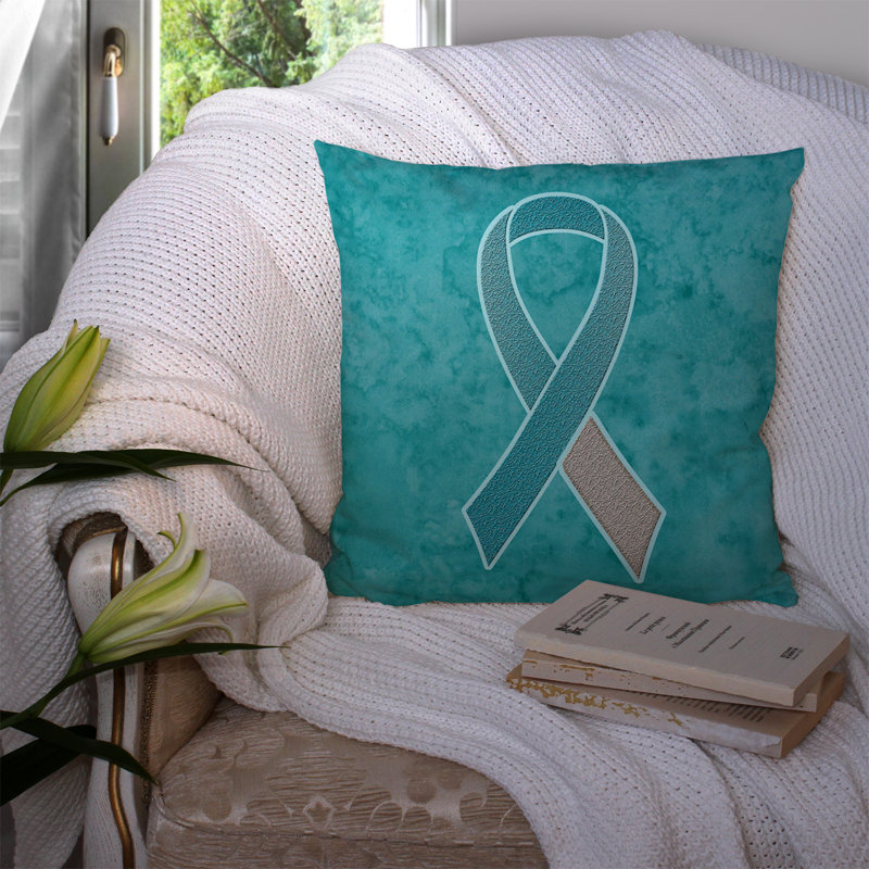 Housse de coussin d'extérieur carré Ribbon for Cervical Cancer, H 18 po x l 18 po x P 5,5 po