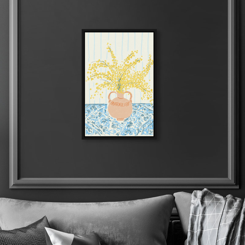 Sunny Flower Vase Print by Oliver Gal, 37"H x 25"W, Black Floater Frame