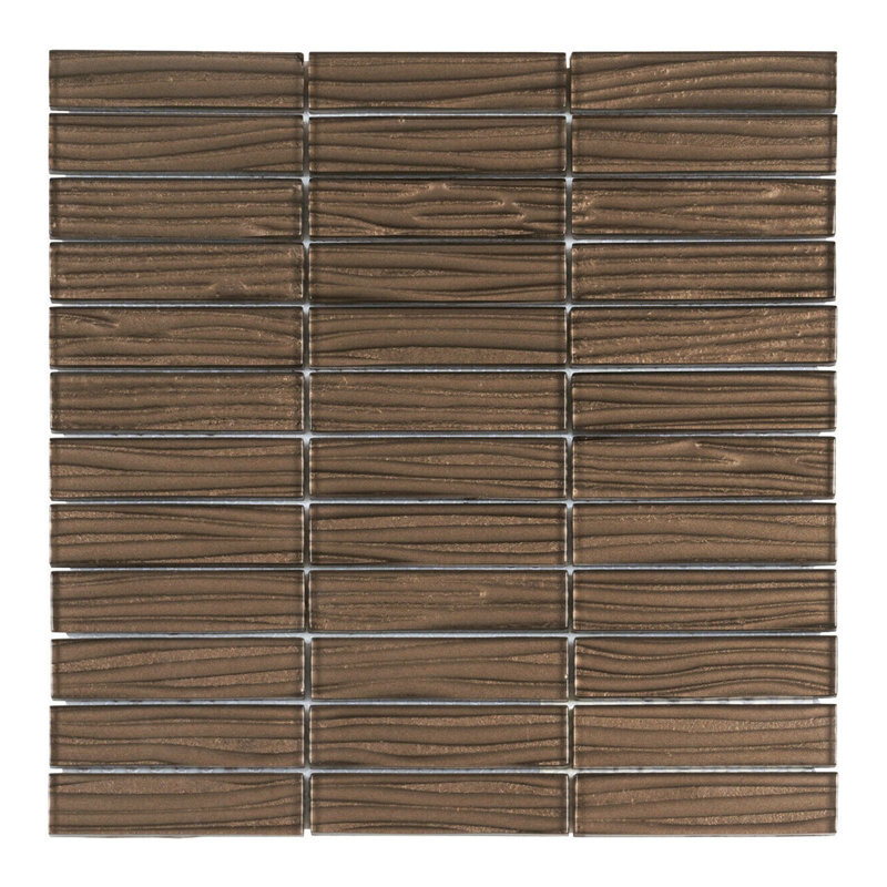 1" x 4" Glass Grid Mosaic Tile, Brown