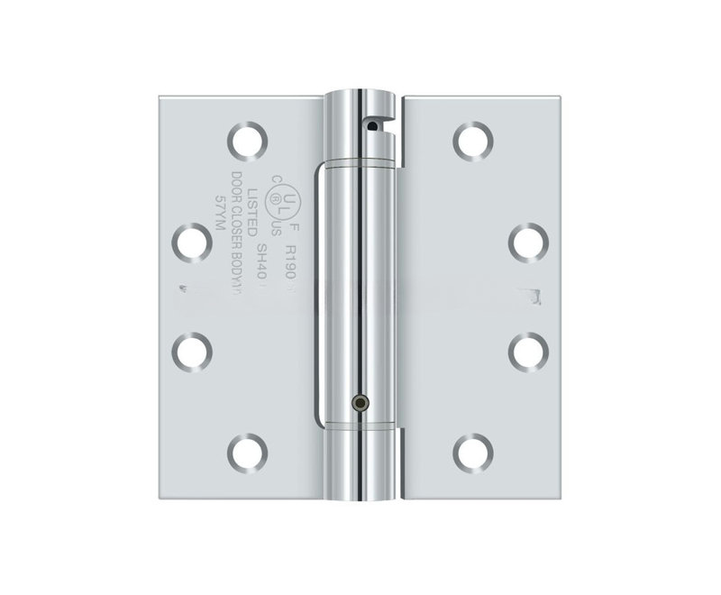Charnière à ressort Deltana DSH45U26 4 1/2 po x 4 1/2 po, homologuée UL en chrome poli, Chrome poli