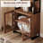 2 PCS Modern 72" Tall Bookcases With Glass Doors And Adjustable Shelves, Library Book Shelf With Storage Cabinet And Open Book Shelfs, Wood Bookshelves For Home Office, Living Room, Brown-594137666-594137667