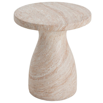 Outdoor/Indoor Travertine Lightweight Concrete Side Table