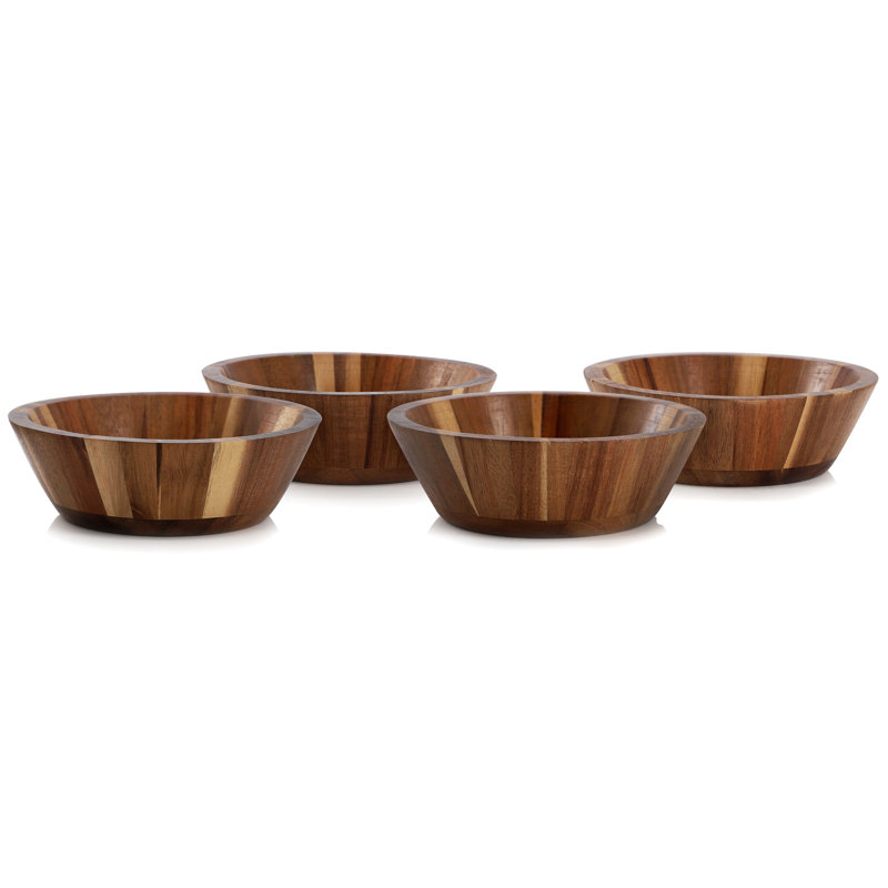  Ensemble de 4 bols à salade en bois d'acacia 6,75 pouces