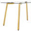 Table de salle à manger moderne en verre trempé minimaliste avec structure en métal doré pour plateau et pieds rectangulaires-1054139775