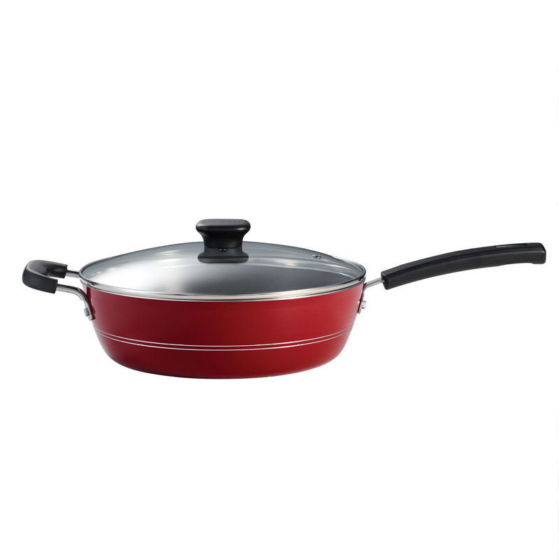 4,5 pi. Poêle à sauter antiadhésive en aluminium avec couvercle, Framboise