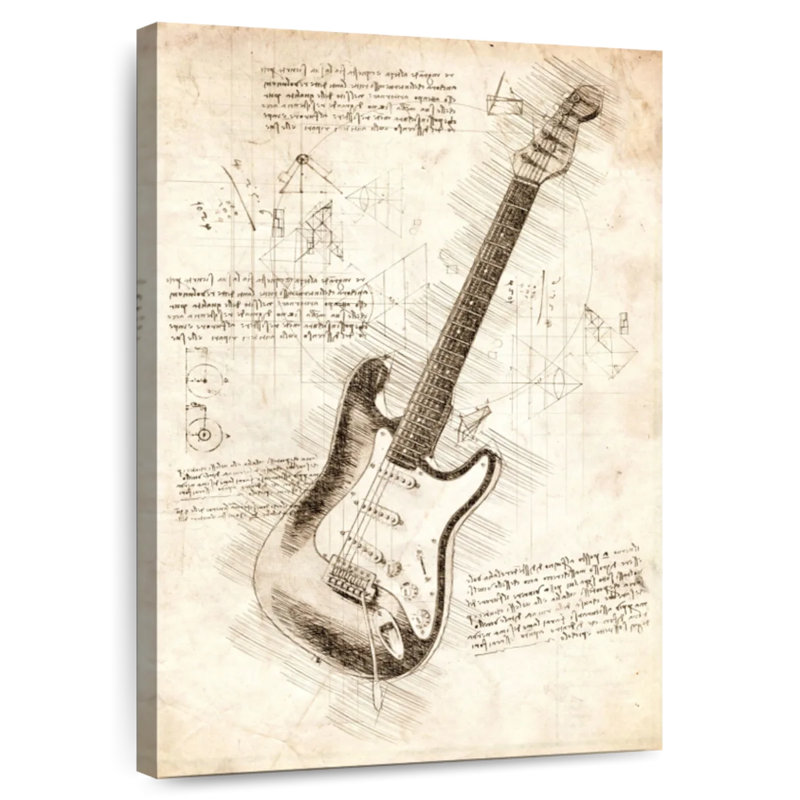 Abarca Electric Guitar Blueprint, 39" H x 26" W