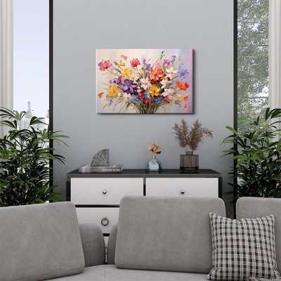 Colorful Flower Canvas Wall Art Yellow Wildflower Painting Prinrts For Teen Room Decor Botanical Picture Floral Poster Modern Framed Artwork Bathroom Bedoom Home Decoration