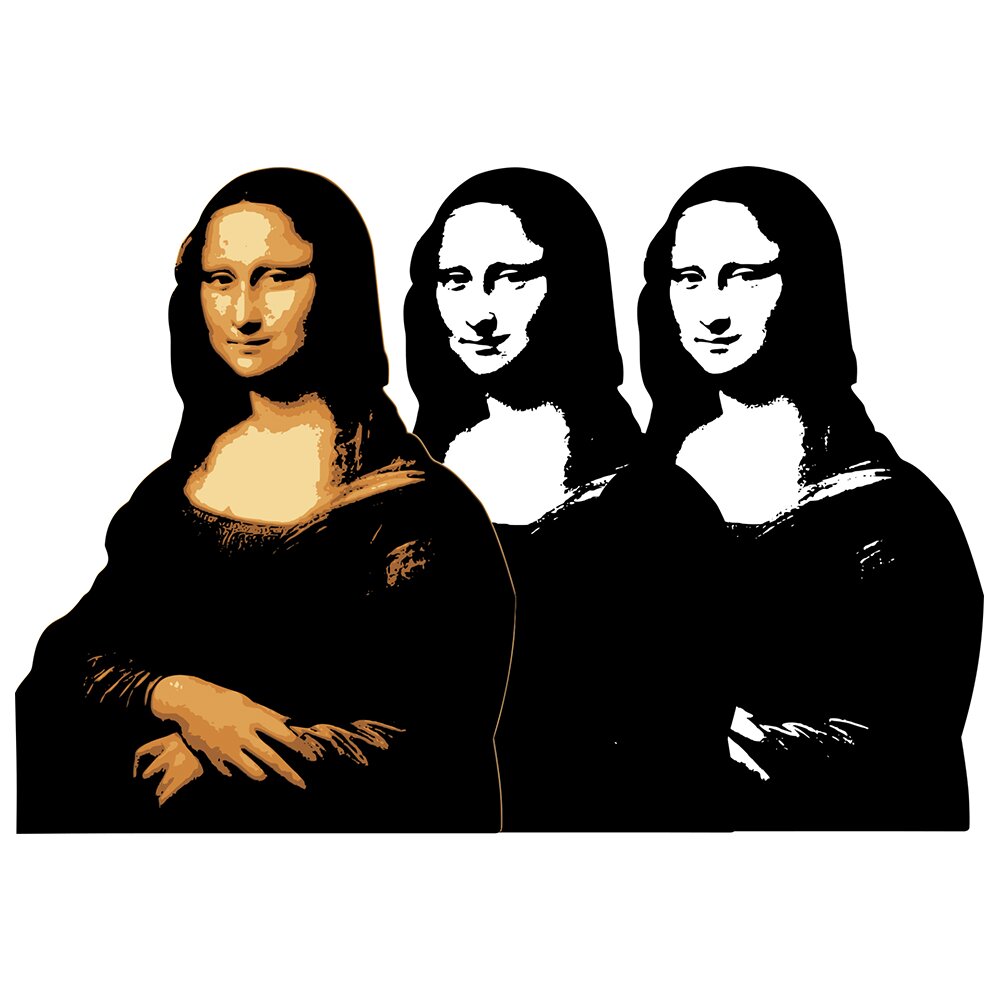 Leinwandbild Mona Lisa in Schwarz-Weiß und Farben