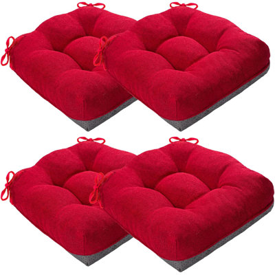 Set Of 4 Dining Chair Cushions Red